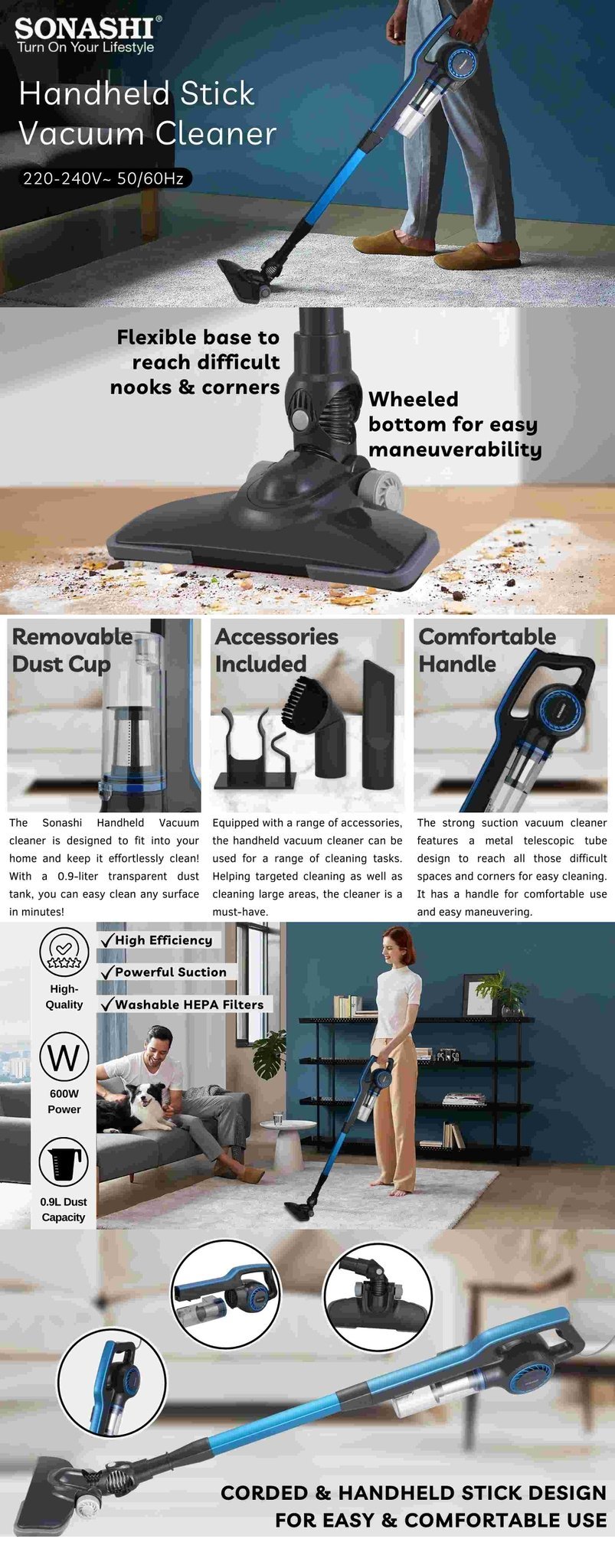 Aspirateur Poussière À Main 3en1 - 600W SONASHI SVC-9032 – Image 4