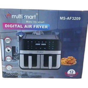 Friteuse sans huile inox 09L Double Bac Avec Fenêtre Visible 2400W Multismart MS-AF3209