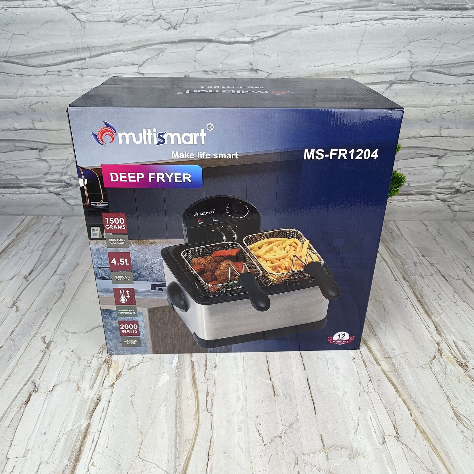 Friteuse inox électrique 4.5 L 2000W avec 3 Panier Multismart MS-FR1204 – Image 2