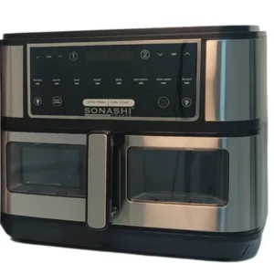 Friteuse à Air Numérique Double Bac 10L 2600 W Digital multiprogrammes En inox Sonashi SAF-110
