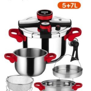 Cocotte 5L+7L en inox 18/10 KitchenLab Rouge
