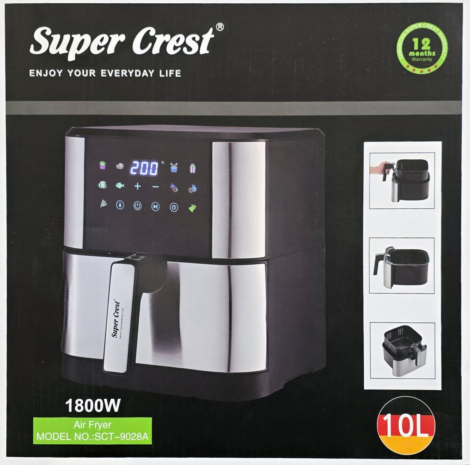 AirFryer inox 10 L 1800 W SuperCrest SCT-9028A – Image 2