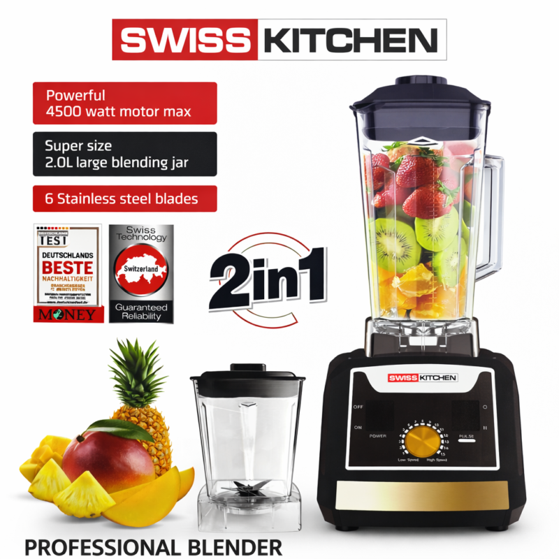 Blender 2 en 1 - 4500W 6 Lames SwissKitchen