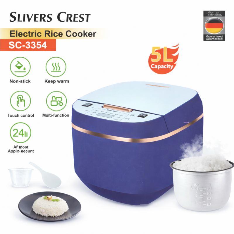 Cuiseur a Riz Electrique Multifonctions 5L Slivers Criest SC-3354