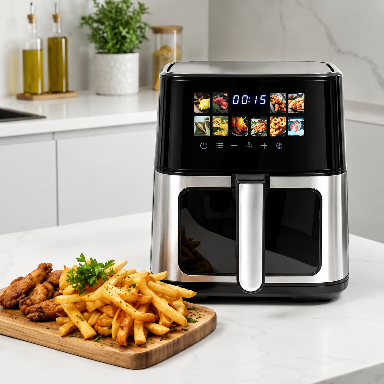 Friteuse inox Sans Huile 4.5L 1400W Numérique Avec Fenêtre Visible Multismart MS-AF6024 – Image 2