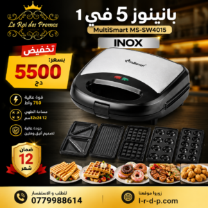 Panineuse inox 5 En 1 - 750W - 12X24 CM MultiSmart MS-SW4015