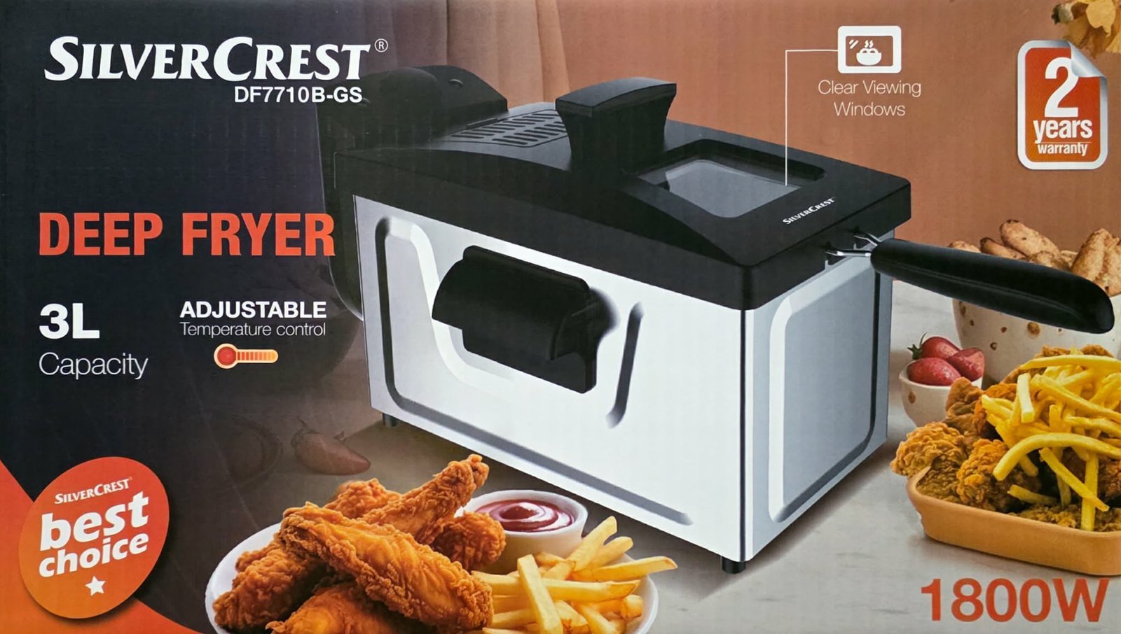 Friteuse inox 3L 1800W SilverCrset DF7710B-GS – Image 6