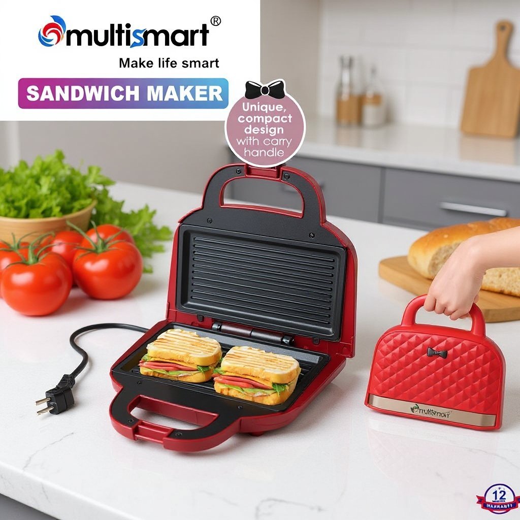 Mini Panineuse Forme Sac 750W MultiSmart MS-SW1011 – Image 2