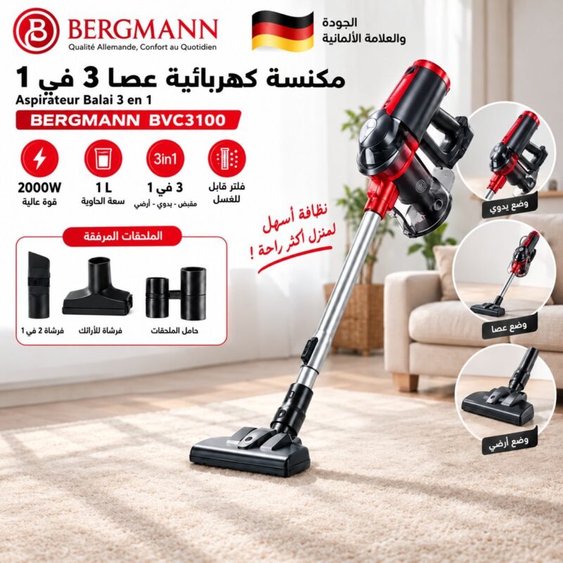 Aspirateur Balai 3 en 1 Bergmann 1 L 2000W Bergmann BVC3100
